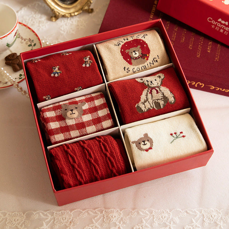 6-Pack festliche Bären-Socken Gift Set