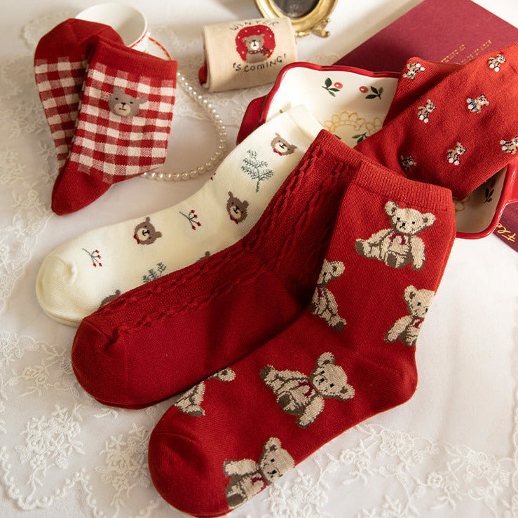 6-Pack festliche Bären-Socken Gift Set