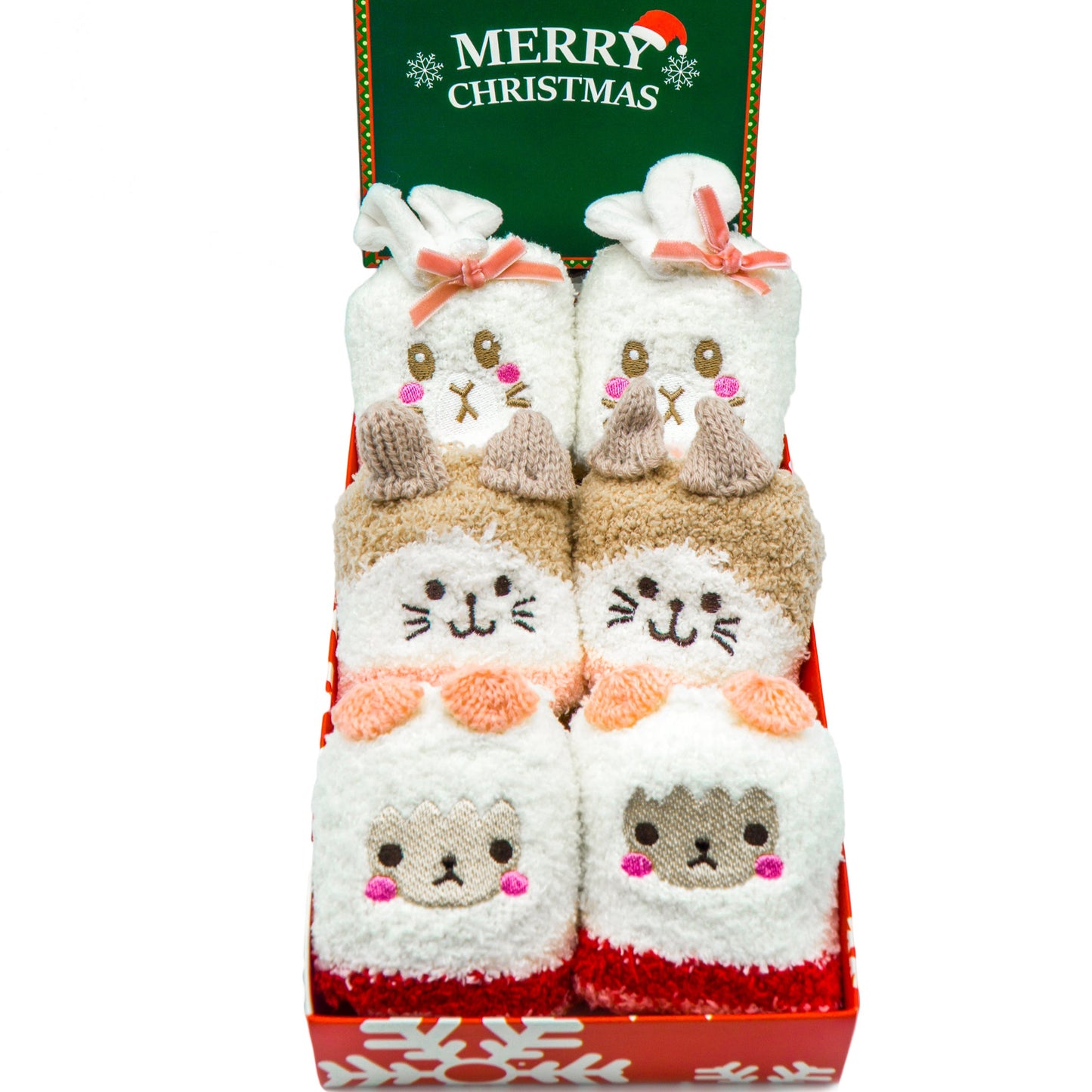 3-Pack rosa Tier-Kuschelsocken Gift Set
