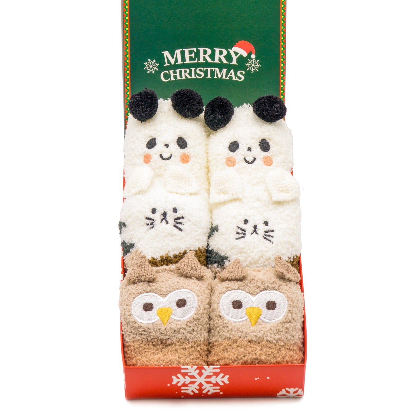 3-Pack braune Tier-Kuschelsocken Gift Set