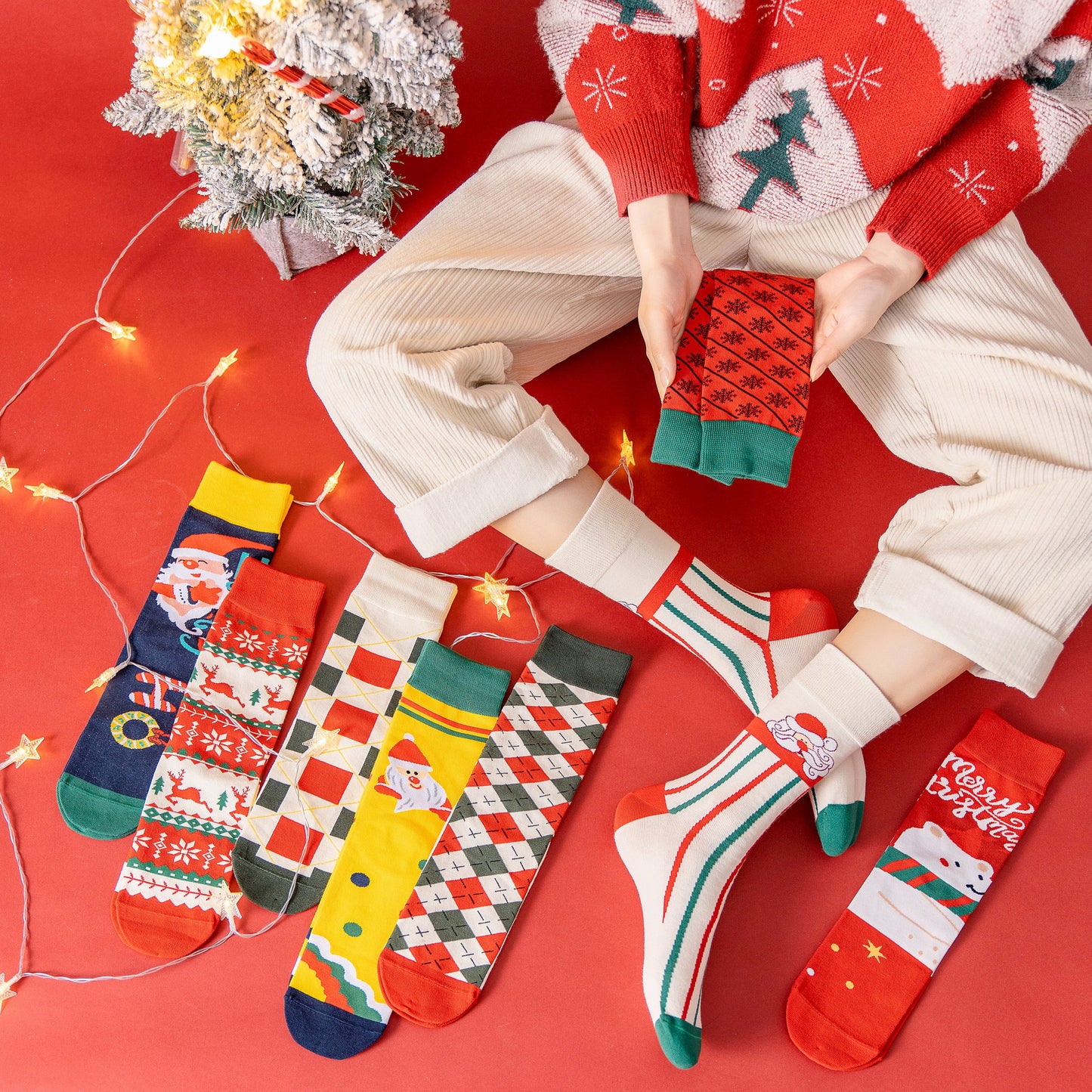 4-Pack Weihnachtsmuster-Socken Gift Set