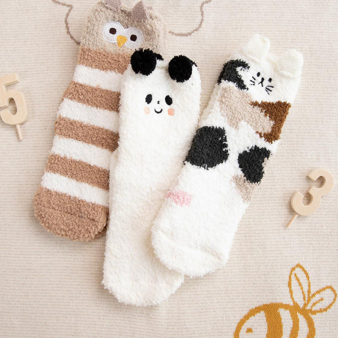 3-Pack braune Tier-Kuschelsocken Gift Set