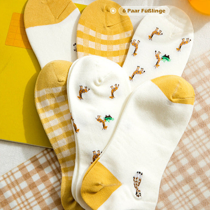 6-Pack Giraffen-Sommersocken Gift Set