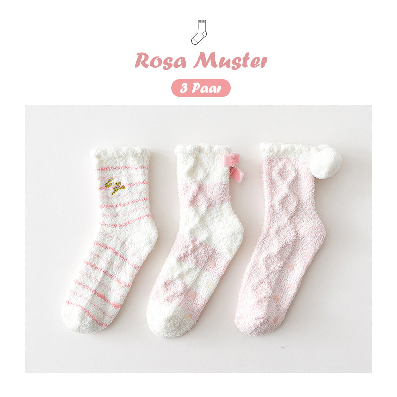 3-Pack rosa Muster-Kuschelsocken Gift Set